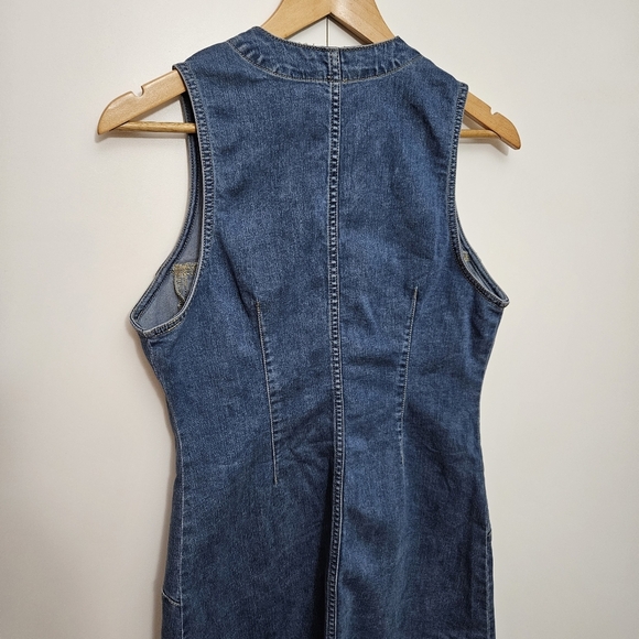 Free People Wandering Star Denim Button-Down Mini Dress - with pockets - fitted - Picture 7 of 8